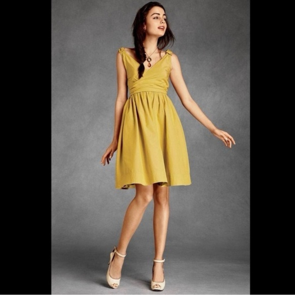 BHLDN Anthropologie‎ Hitherto Beribboned Dress Sunshine Yellow 4